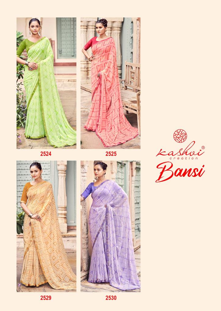 Kashvi Bansi Printed Georgette Fancy Ethnic Wear Saree Collection